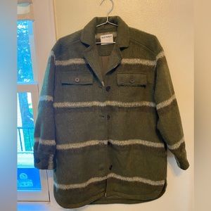 NEW Old Navy Lined Wool Utility Shacket, Olive Stripe